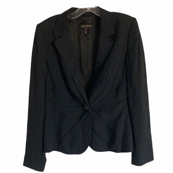 Escada Black Ruched Front Blazer Jacket Sz 38 - Picture 5 of 10